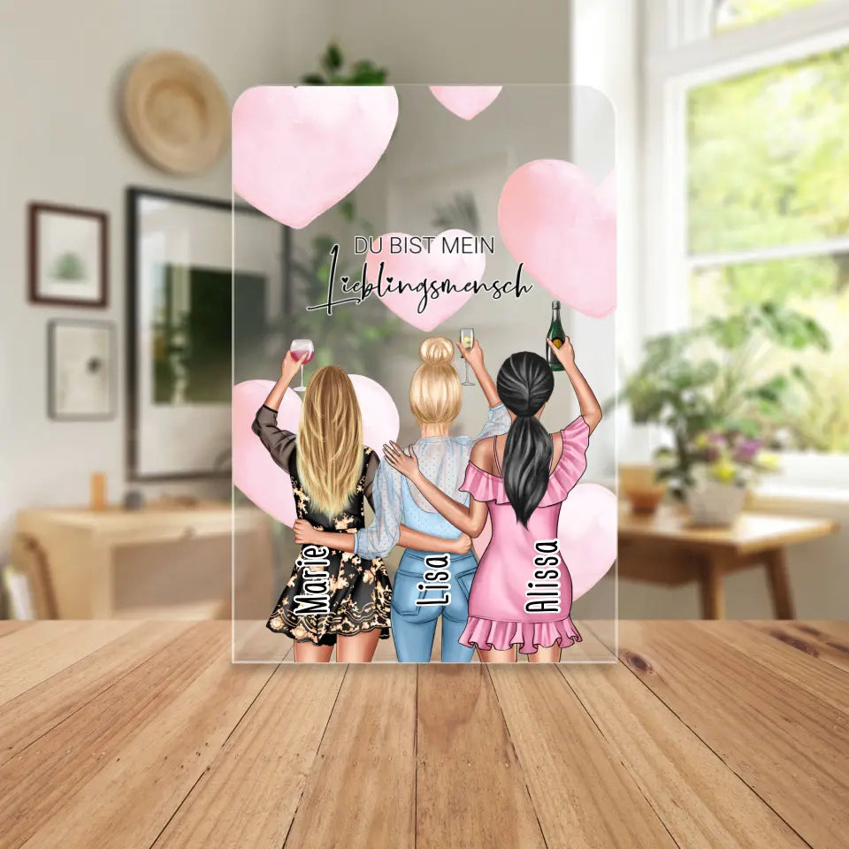 Personalisierte Acrylglasplatte - Beste Freundinnen (3 Freundinnen) - Best Friends