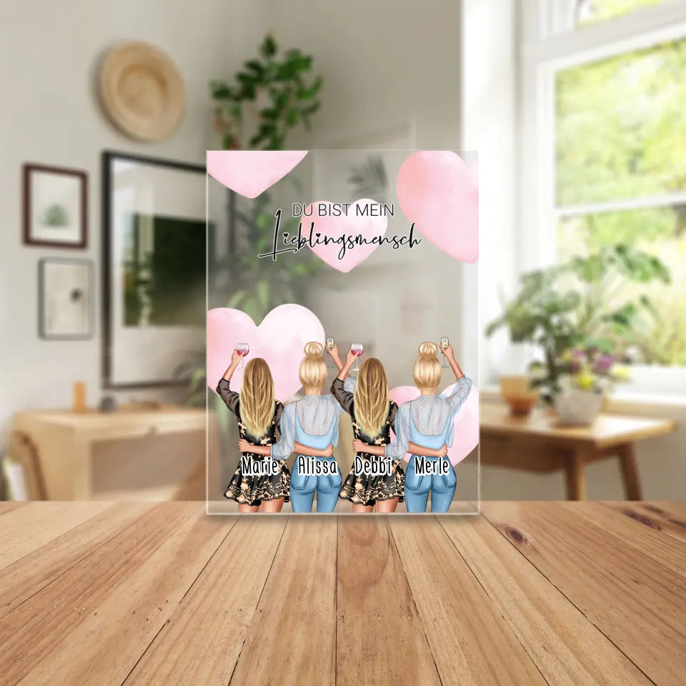 Personalisierte Acrylglasplatte - Beste Freundin (4 Freundinnen) - Best Friends