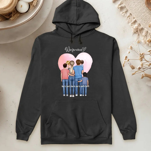 Personalisierter Hoodie - Familie + 1-4 Kinder