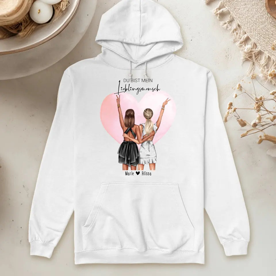 Personalisierter Hoodie - Beste Freundin mit Kleid (2 Freundinnen)