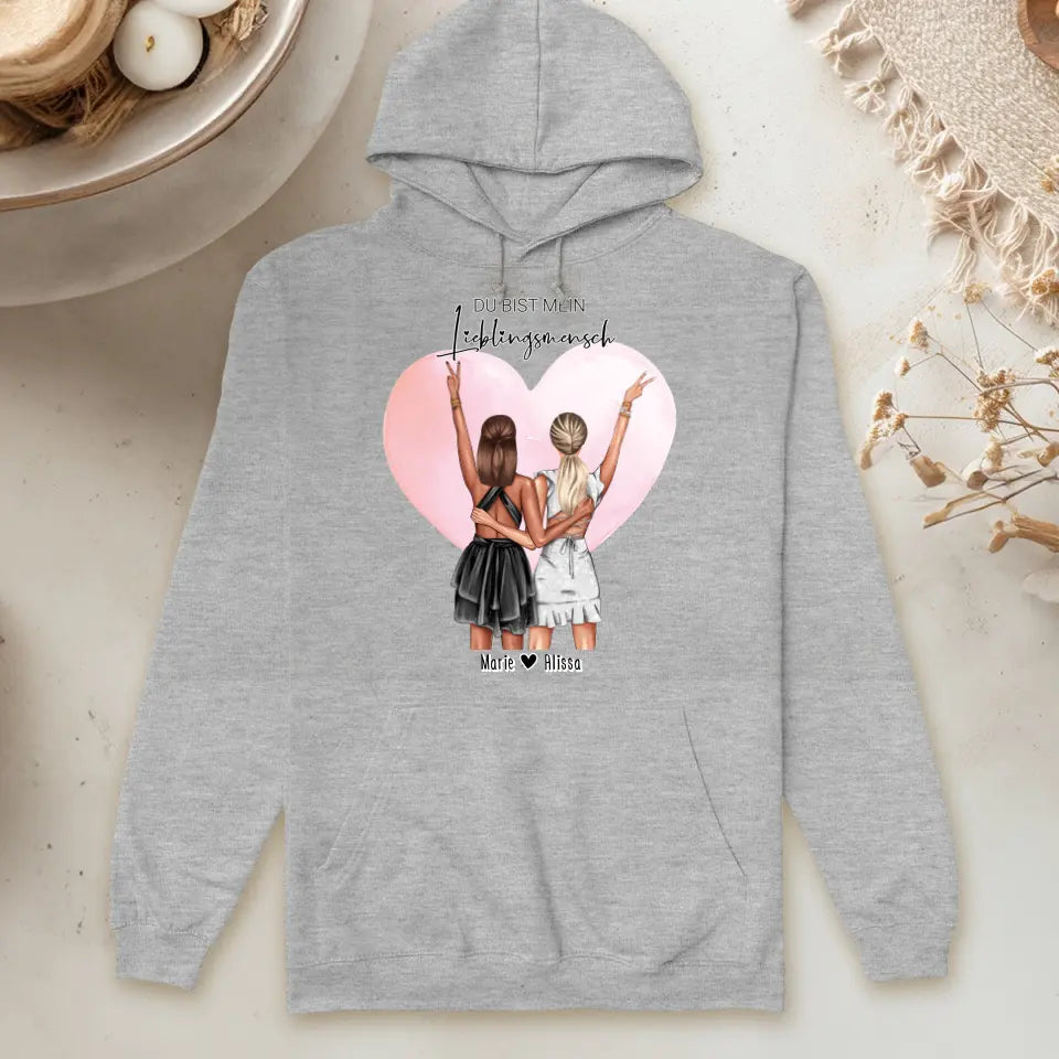 Personalisierter Hoodie - Beste Freundin mit Kleid (2 Freundinnen)