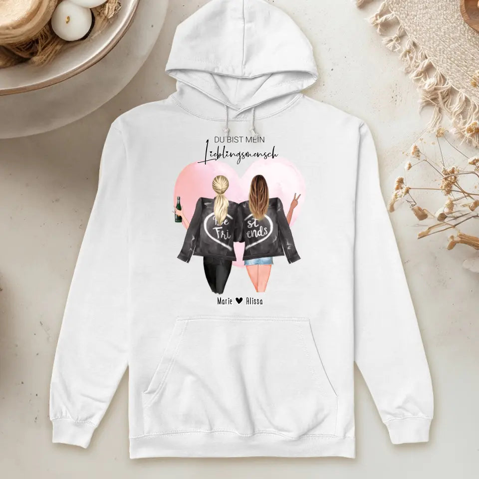 Personalisierter Hoodie - Beste Freundin mit Jacken (2 Freundinnen)