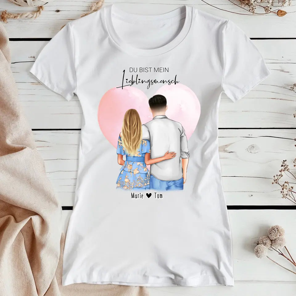 Personalisiertes T-Shirt - Paar mit Kleid und Hemd (stehend)