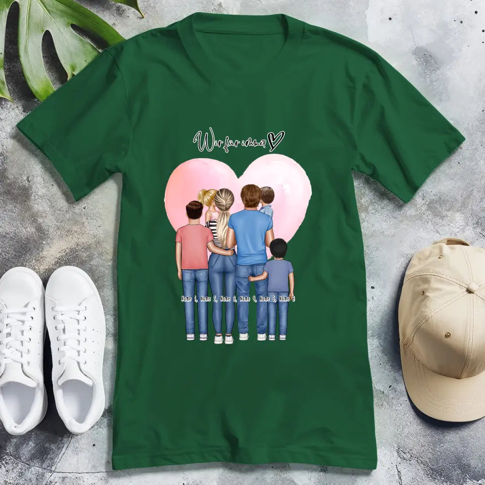 Personalisiertes T-Shirt - Familie + 1-4 Kinder