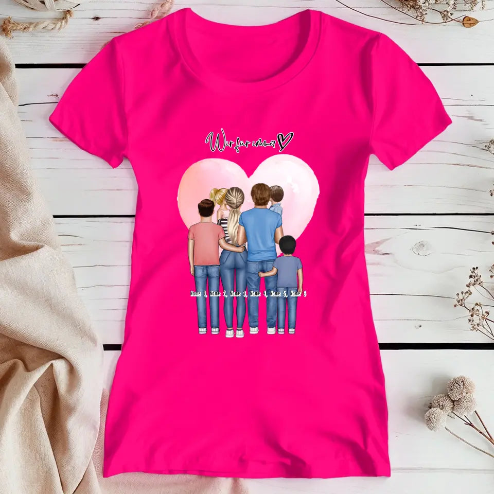 Personalisiertes T-Shirt - Familie + 1-4 Kinder