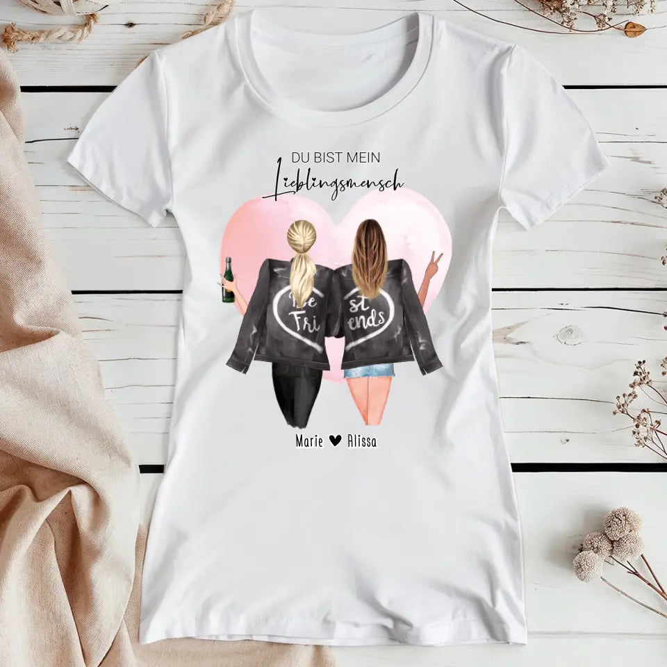 Personalisiertes T-Shirt - Beste Freundin mit Jacken (2 Freundinnen)