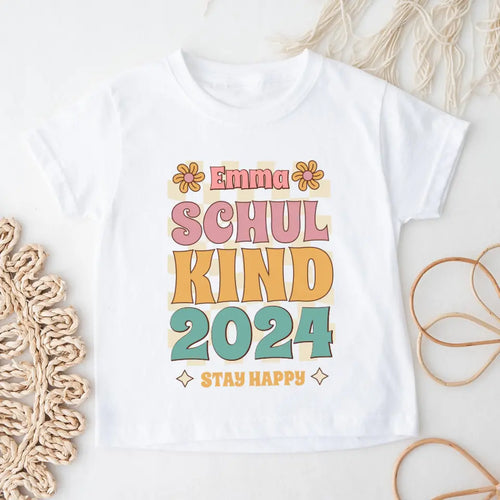 Personalisiertes Kinder T-Shirt - Retro Schulkind mit Name und Jahr