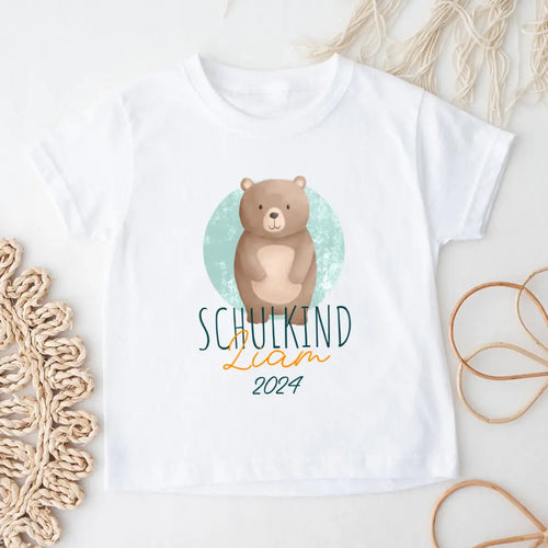 Personalisiertes Kinder T-Shirt - Schulkind mit Name, Jahr & Wald/Dschungeltieren