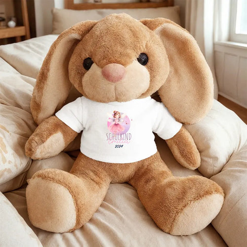 Personalisierter Kuscheltier Hase - Schulkind mit Name, Jahr & Fee