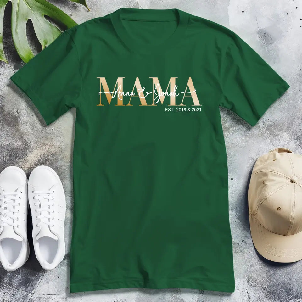 Personalisiertes Oversized T-Shirt - Mama Schriftzug mit Kindernamen