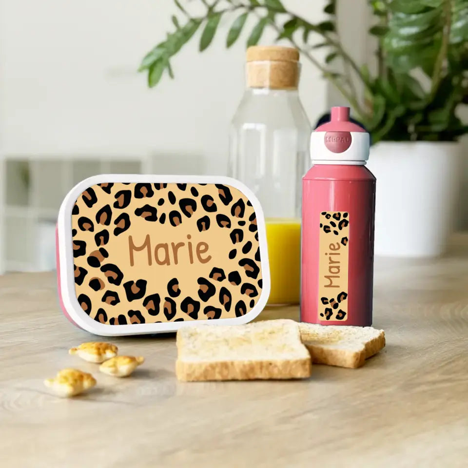 Personalisierte Mepal Campus Bento Brotdose/Trinkflasche im Leoparden Design mit Namen