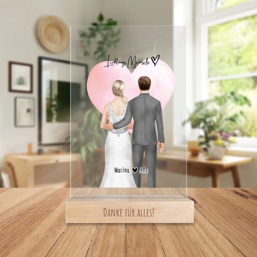 Personalisierte Acrylglasplatte - Brautpaar - Hochzeitsgeschenk
