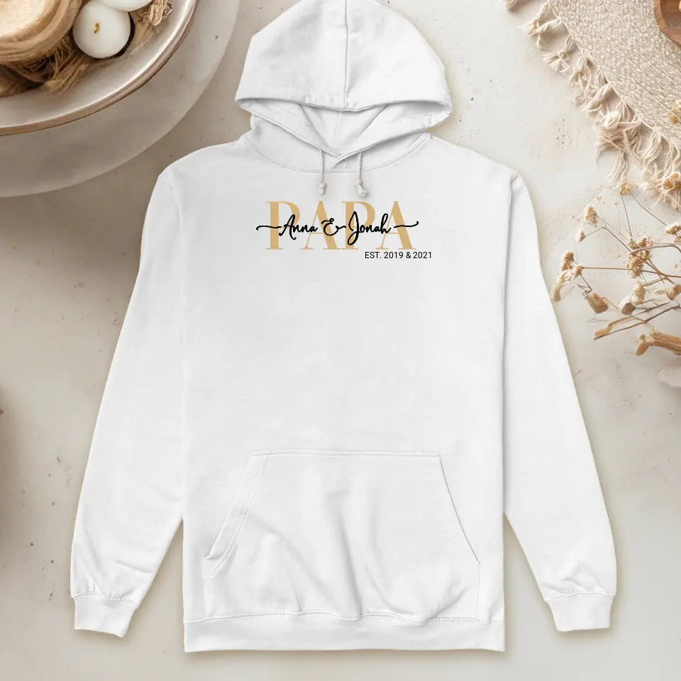 Personalisierter Hoodie - Papa Schriftzug mit Kindernamen