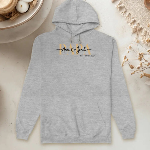 Personalisierter Hoodie - Papa Schriftzug mit Kindernamen