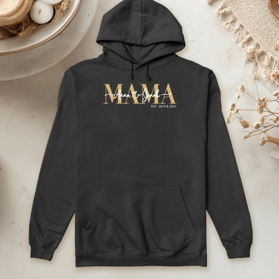 Personalisierter Hoodie - Mama Schriftzug mit Kindernamen