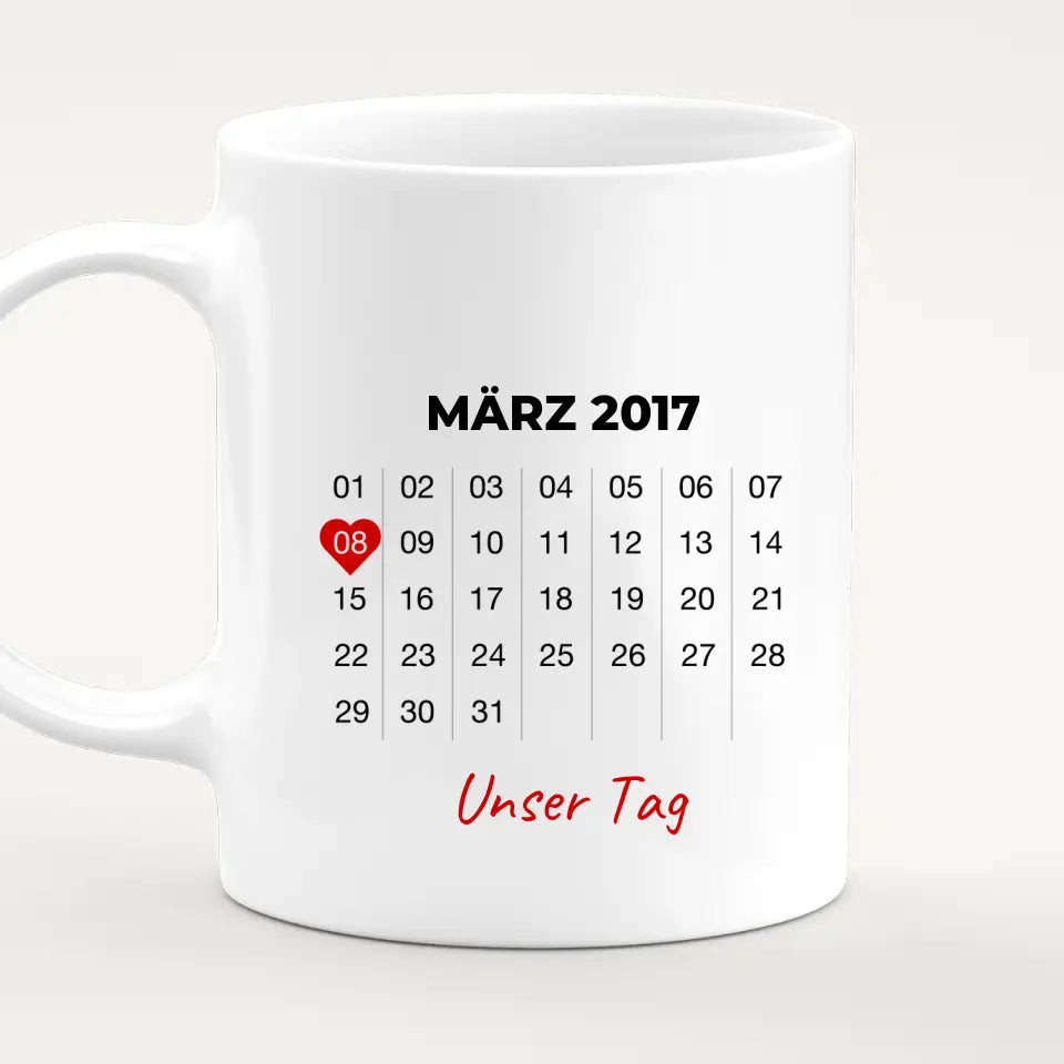 Personalisierte Tasse mit Jahrestag und Bild - Jahrestag Geschenk für Paare