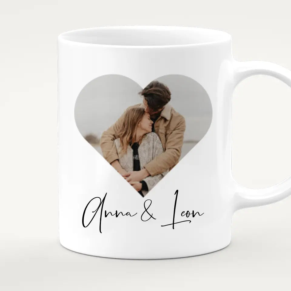 Personalisierte Tasse mit Jahrestag und Bild - Jahrestag Geschenk für Paare