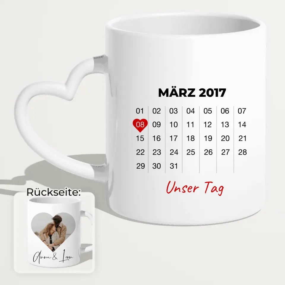 Personalisierte Tasse mit Jahrestag und Bild - Jahrestag Geschenk für Paare