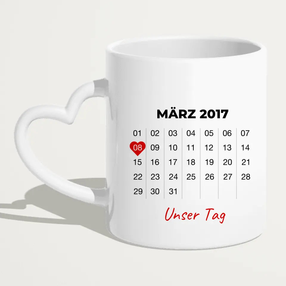 Personalisierte Tasse mit Jahrestag und Bild - Jahrestag Geschenk für Paare