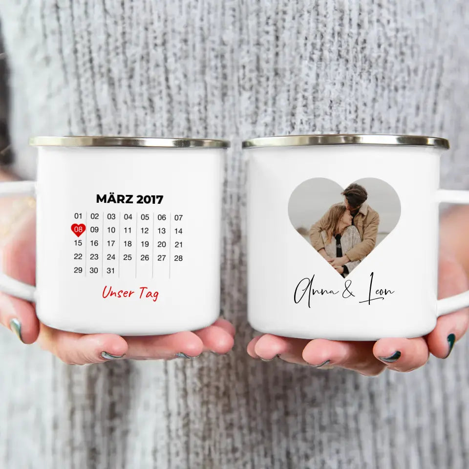 Personalisierte Tasse mit Jahrestag und Bild - Jahrestag Geschenk für Paare