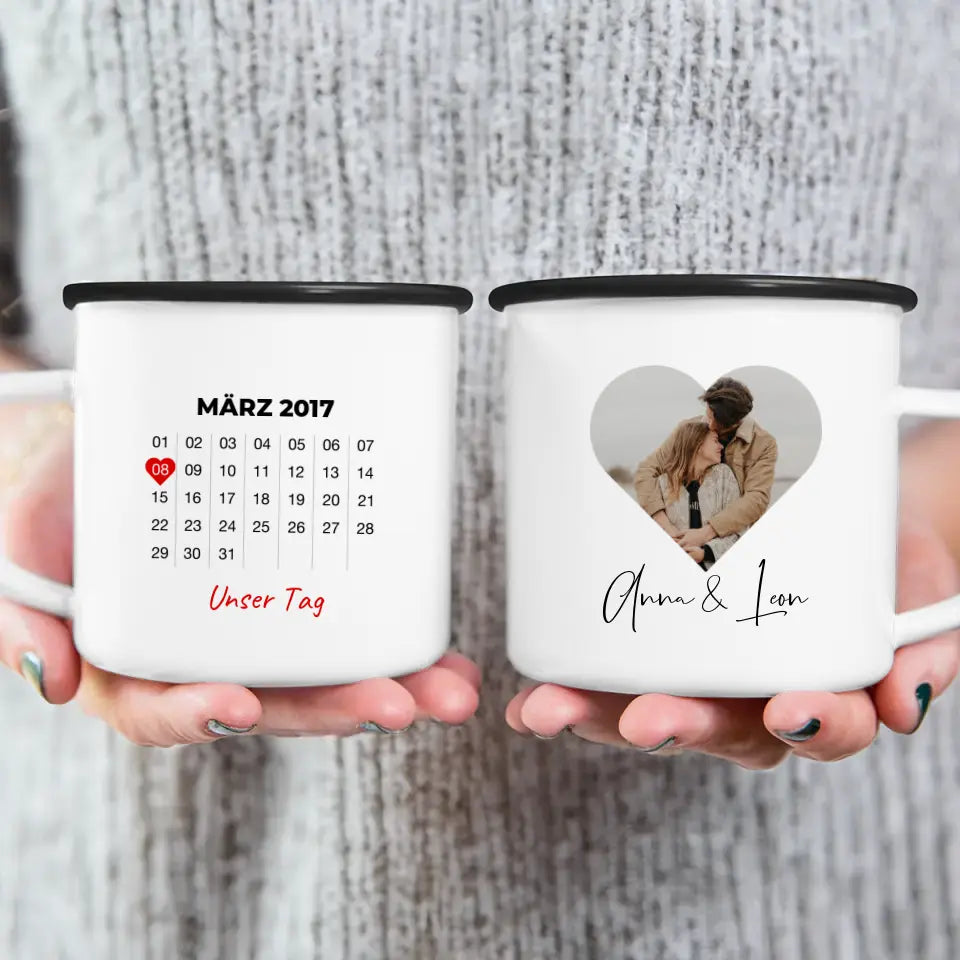 Personalisierte Tasse mit Jahrestag und Bild - Jahrestag Geschenk für Paare