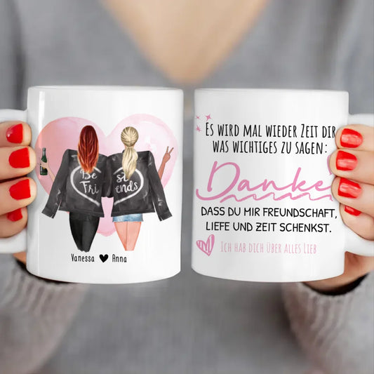 Personalisierte Beste Freundinnen Tasse mit Jacke