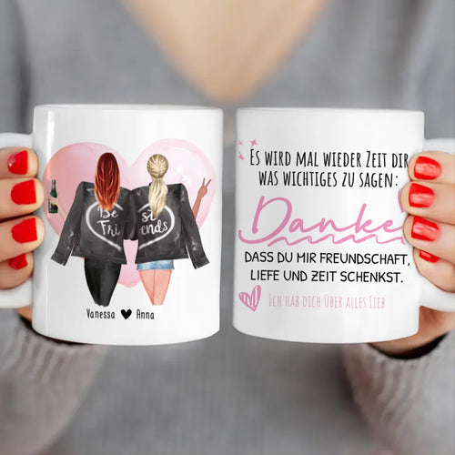 Personalisierte Beste Freundinnen Tasse mit Jacke