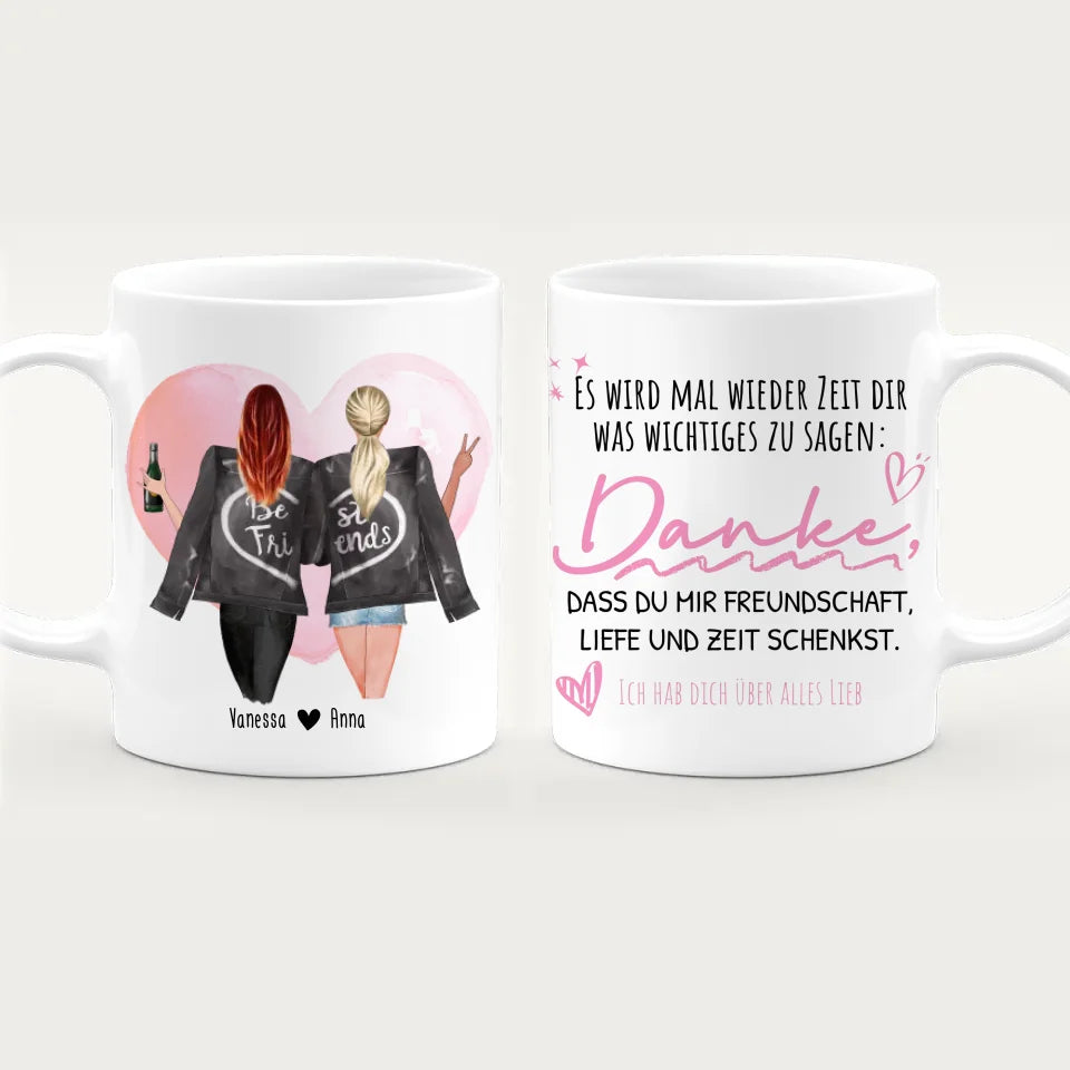 Personalisierte Beste Freundinnen Tasse mit Jacke