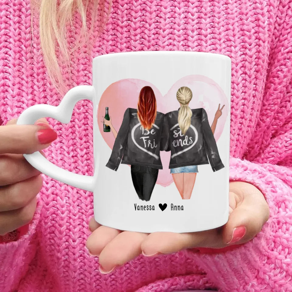 Personalisierte Beste Freundinnen Tasse mit Jacke