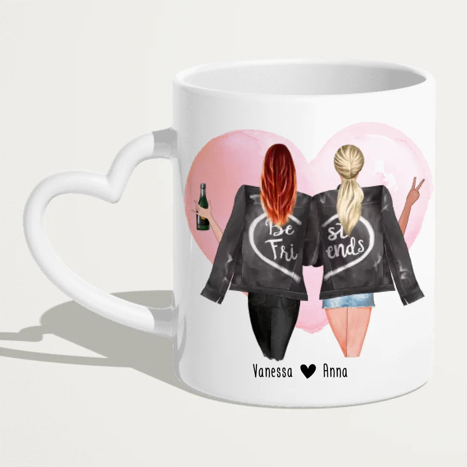 Personalisierte Beste Freundinnen Tasse mit Jacke