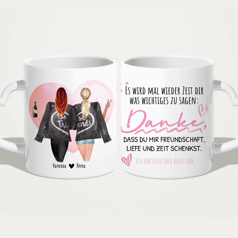 Personalisierte Beste Freundinnen Tasse mit Jacke