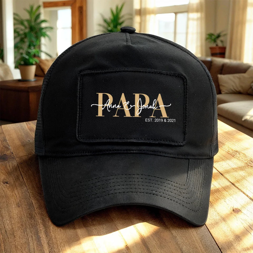 Trucker Cap - Papa Schriftzug mit Kindernamen