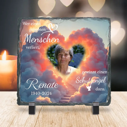 Personalisierte Schiefertafel - Himmelstreppe mit Spruch, Name & Daten