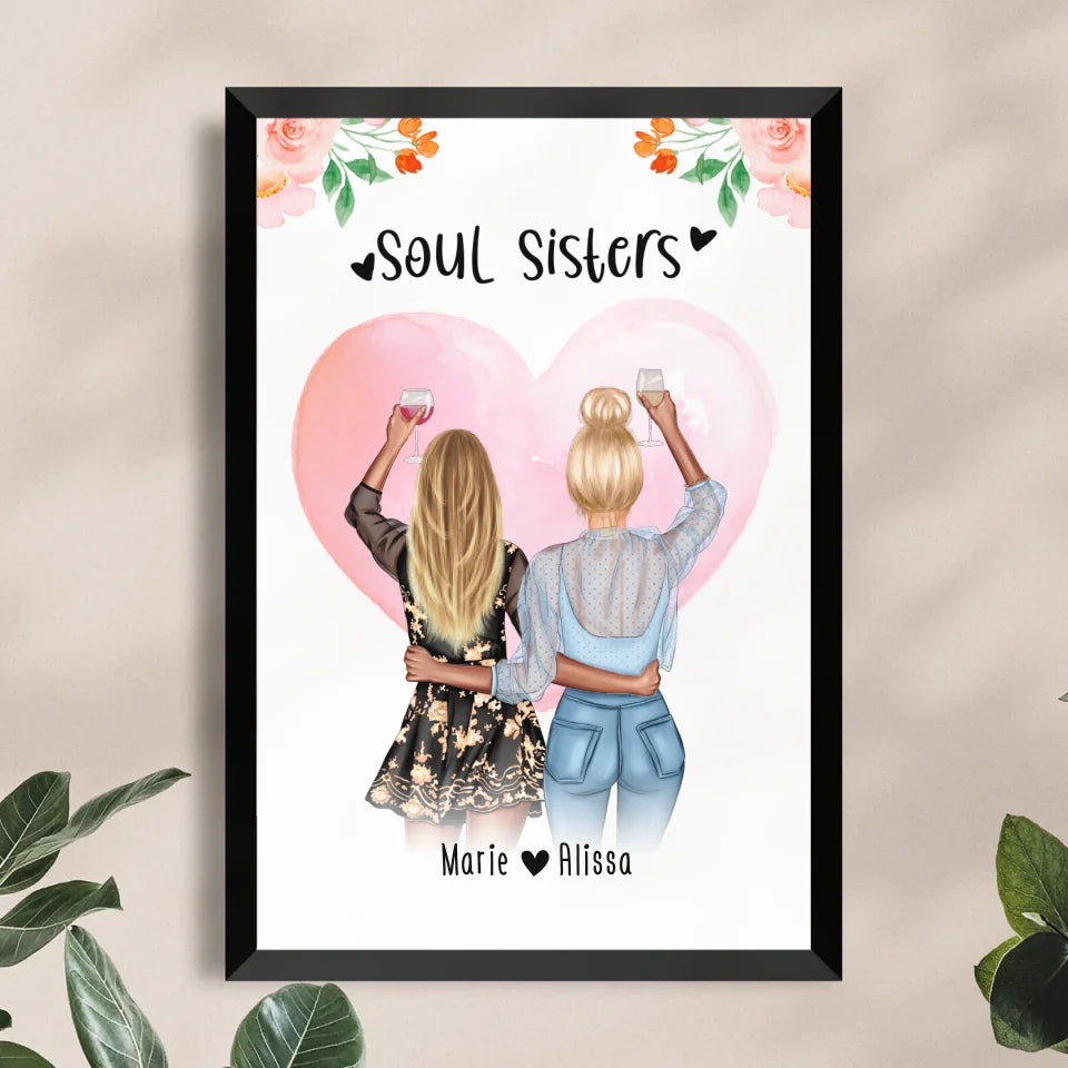 Personalisiertes Poster - Beste Freundin (2 Freundinnen) - Best Friends