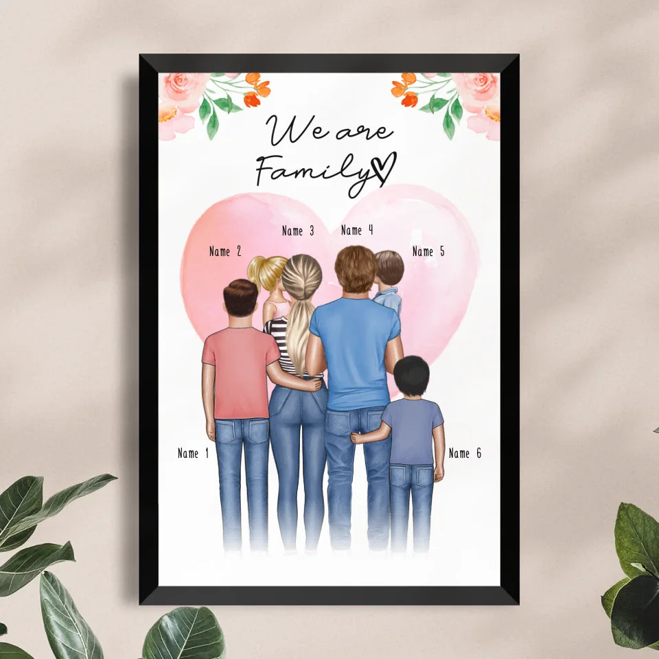 Personalisiertes Poster - Familie + 1-4 Kinder