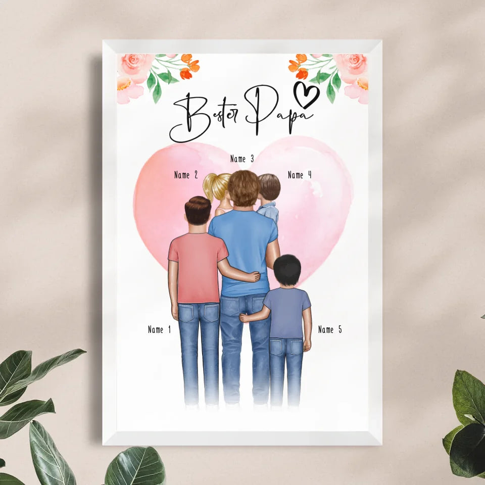 Personalisiertes Poster - Papa/Vater + 1-4 Kinder