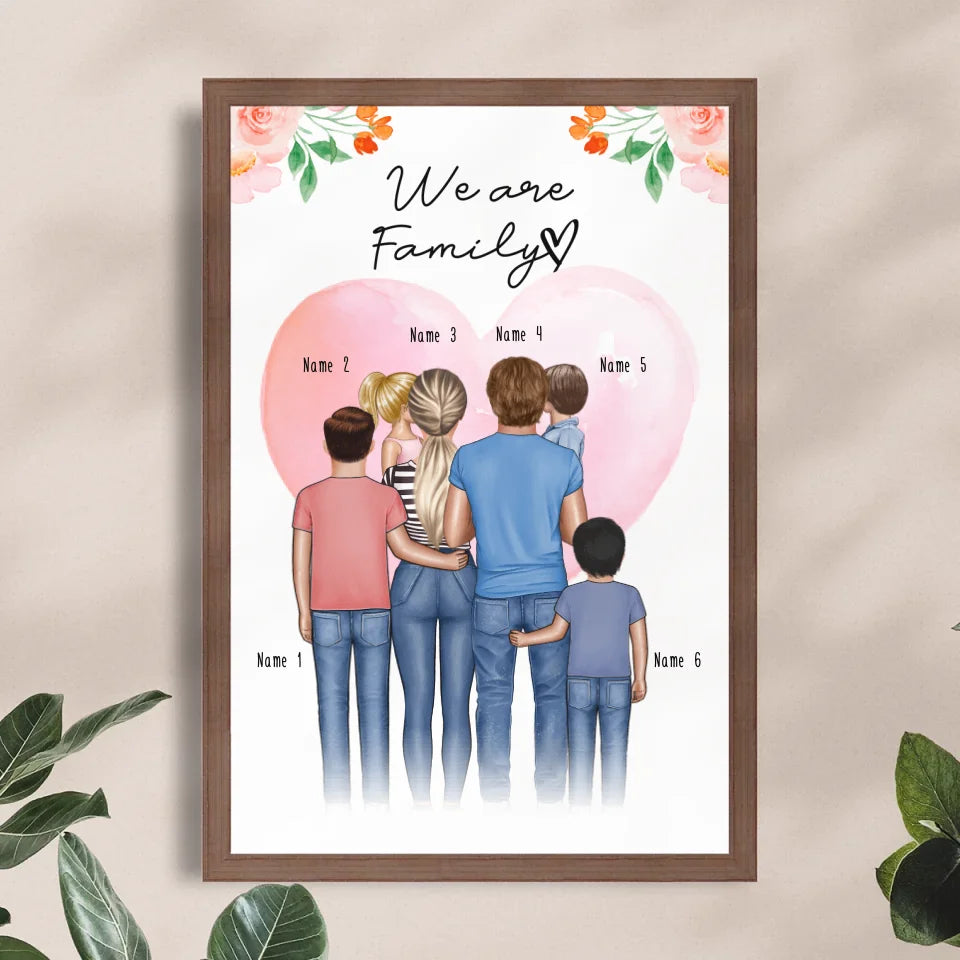 Personalisiertes Poster - Familie + 1-4 Kinder