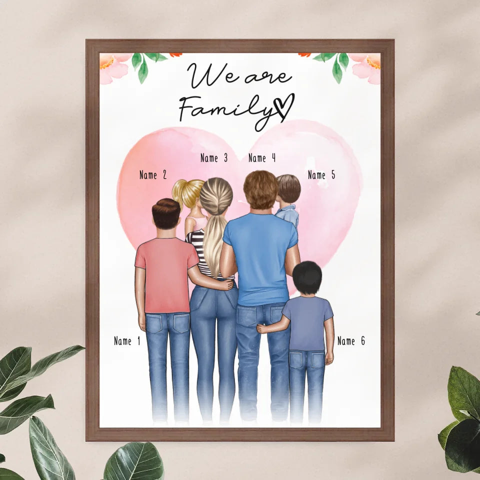 Personalisiertes Poster - Familie + 1-4 Kinder