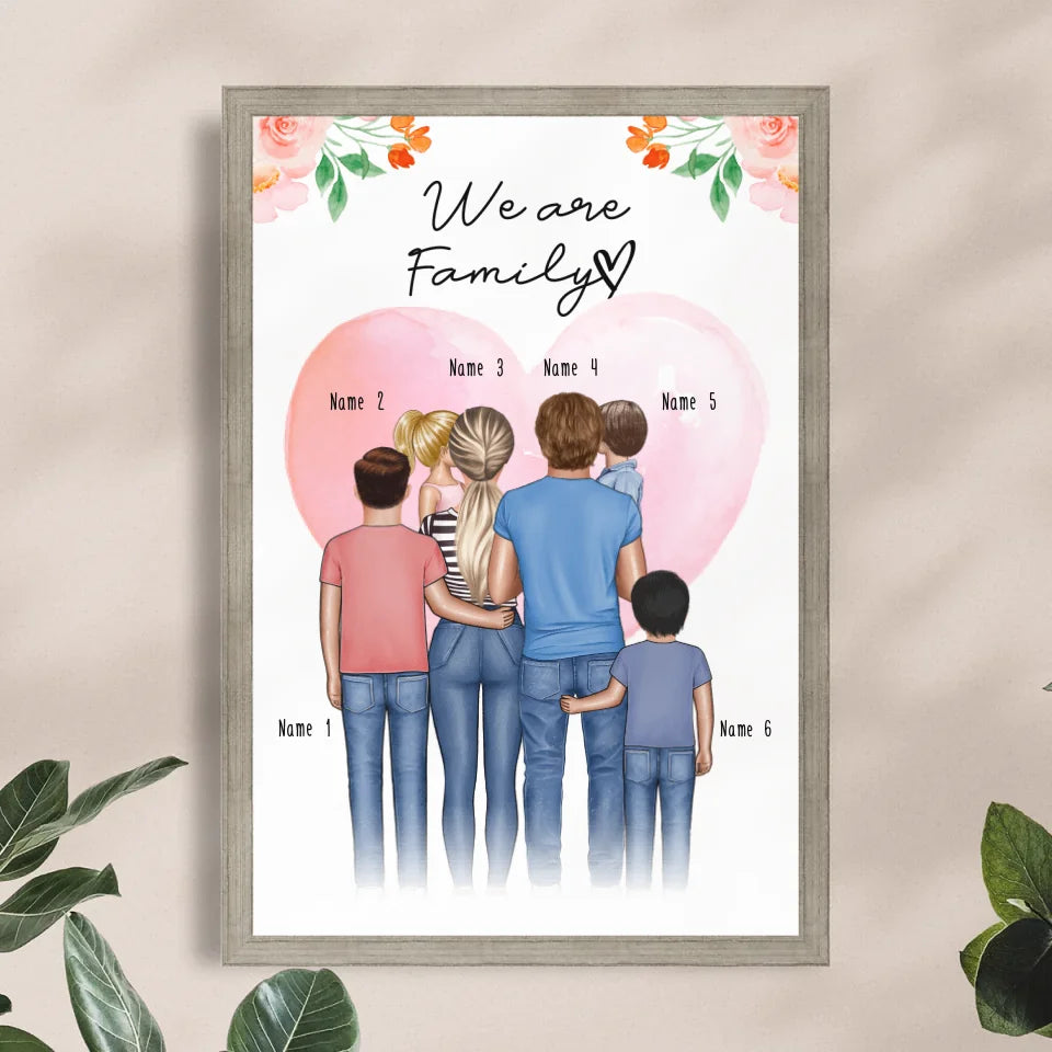 Personalisiertes Poster - Familie + 1-4 Kinder