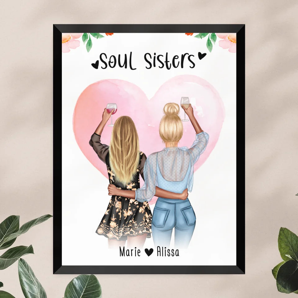 Personalisiertes Poster - Beste Schwestern (2 Schwestern) - Best Sisters