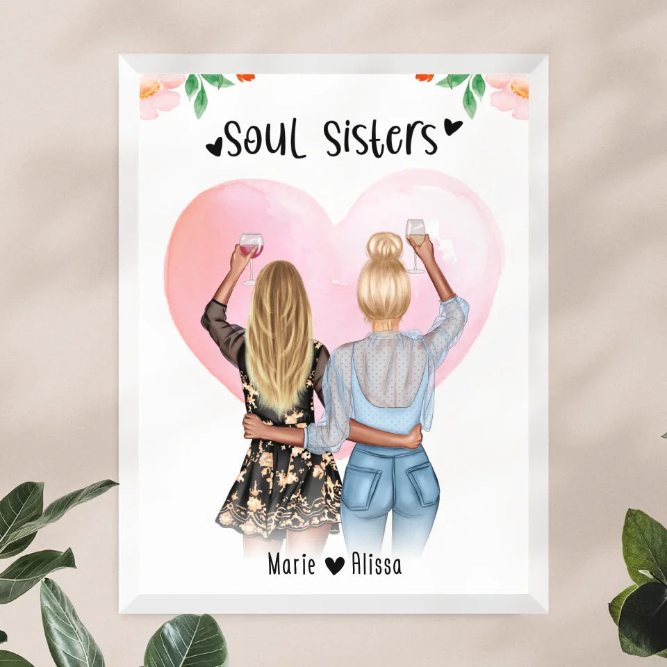 Personalisiertes Poster - Beste Schwestern (2 Schwestern) - Best Sisters