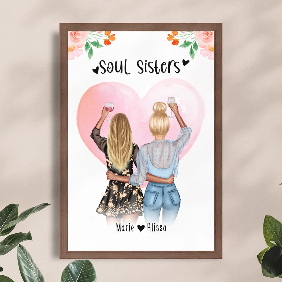 Personalisiertes Poster - Beste Schwestern (2 Schwestern) - Best Sisters