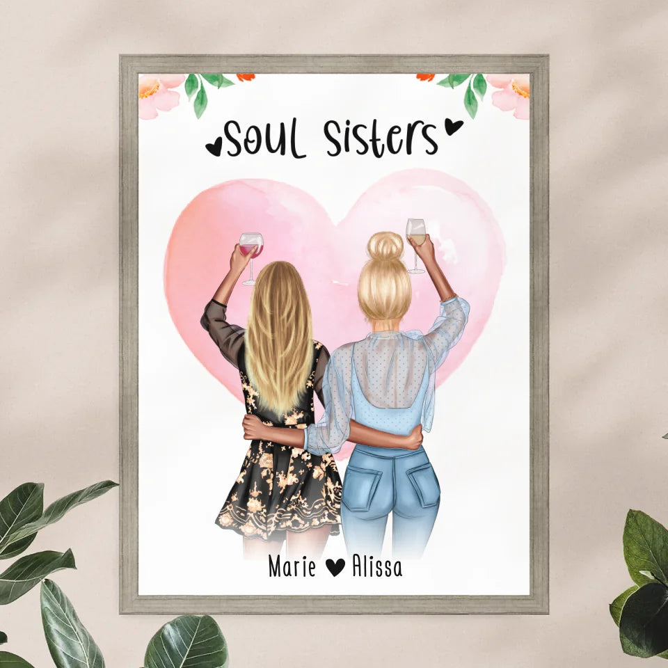 Personalisiertes Poster - Beste Schwestern (2 Schwestern) - Best Sisters