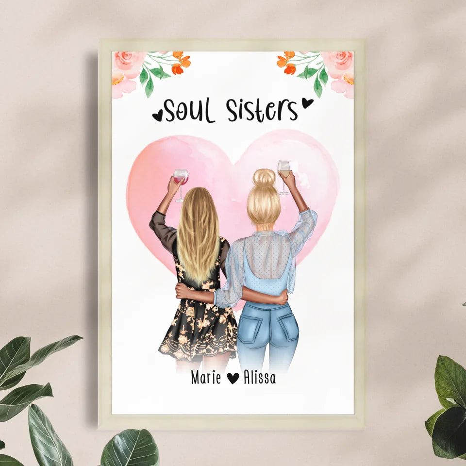 Personalisiertes Poster - Beste Schwestern (2 Schwestern) - Best Sisters