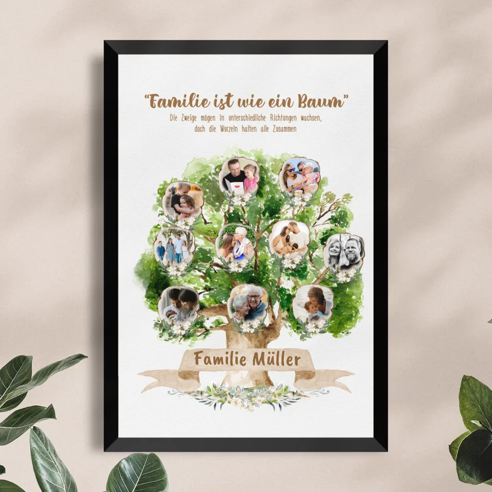 Personalisiertes Poster - Familienstammbaum mit 2-10 Bildern