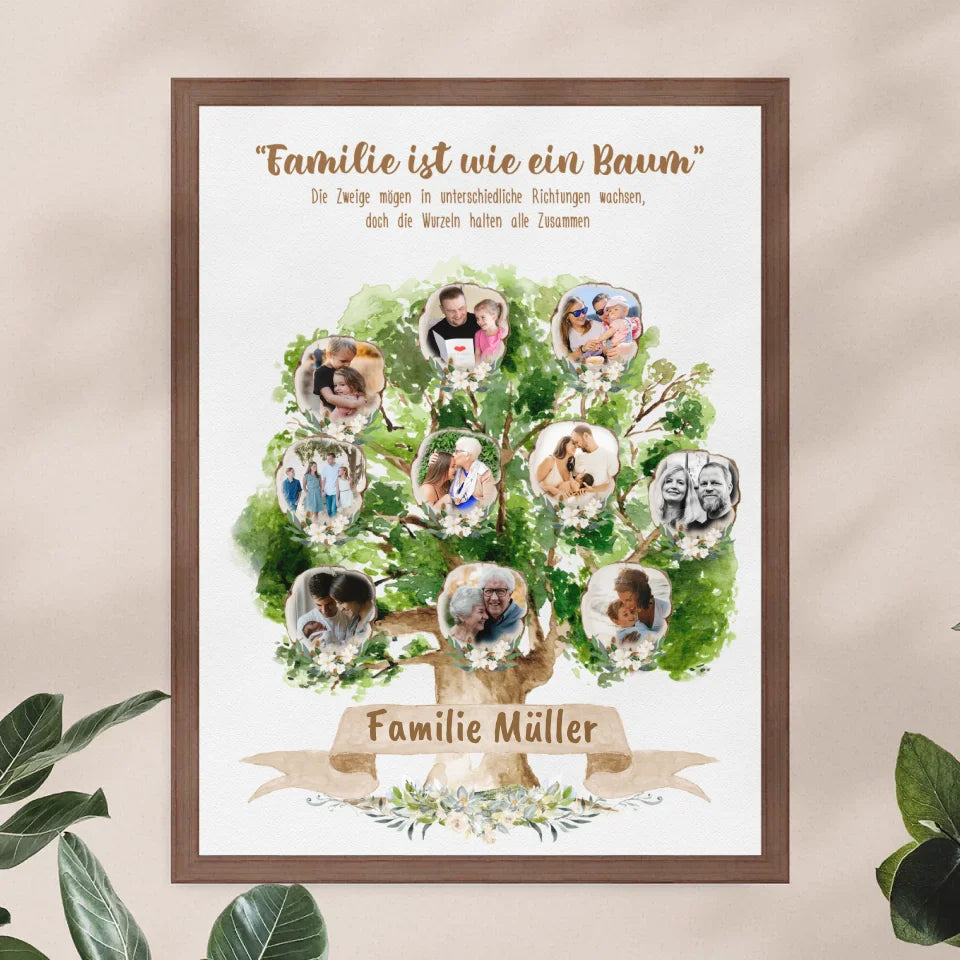 Personalisiertes Poster - Familienstammbaum mit 2-10 Bildern