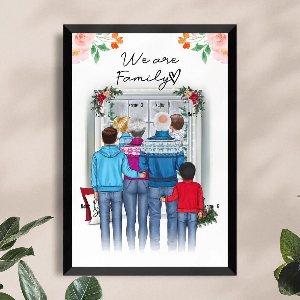 Personalisiertes Poster - Oma + Opa (Großeltern) + 1-4 Kinder - Weihnachtsposter