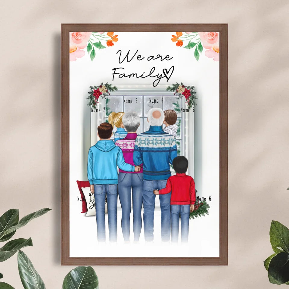 Personalisiertes Poster - Oma + Opa (Großeltern) + 1-4 Kinder - Weihnachtsposter