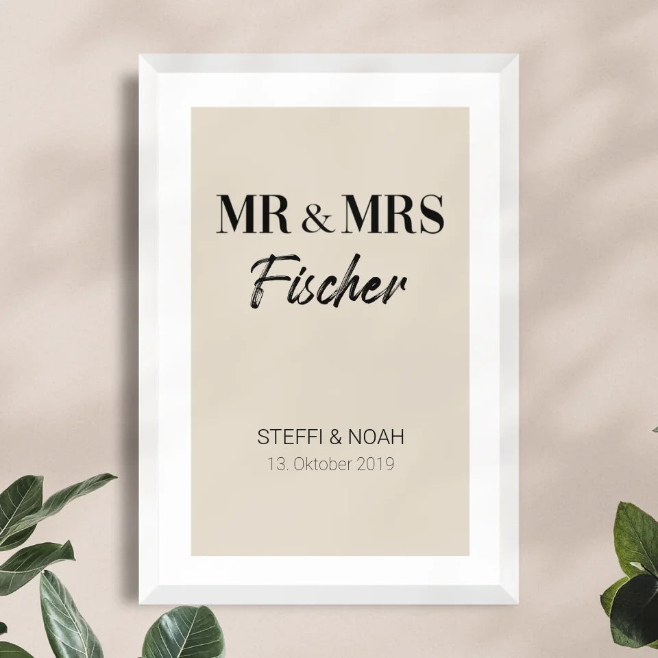 Personalisiertes Poster - Mr. & Mrs. + Familienname