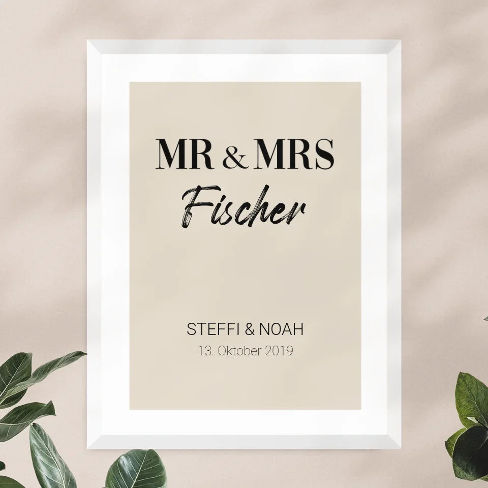 Personalisiertes Poster - Mr. & Mrs. + Familienname